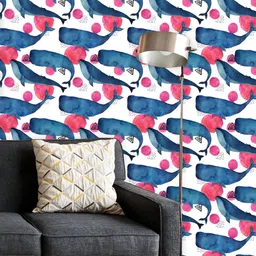 ArtzFolio Printed UV-Resistant Anti-Bacterial Whale And Geometrical Elements Peel & Stick Wallpaper-image-91
