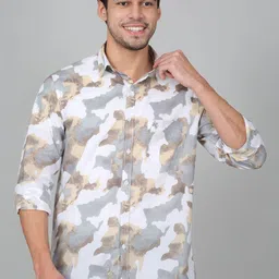 Cantabil Men Original Fit Abstract Printed Spread Collar Cotton Casual Shirt-image-31