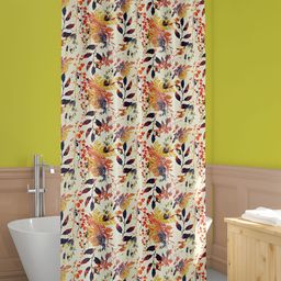 ArtzFolio Cream Colored & Black Floral Printed Waterproof Shower Curtain-9