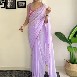 LeeliPeeri Designer Embroidered Pure Georgette Saree-image-84