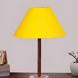 Aura Yellow & Brown Textured Metal Frustum Shaped Table Lamp-19