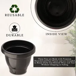 Kuber Industries Blue & Black Set Of 2 Plastic 2-Layer Planters image 4