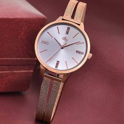 DressBerry Women Metal Dial & Metal Bracelet Style Straps Analogue Watch HOBDB-2566-WH-51