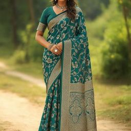 Moda Rapido Women Teal Sarees-picture-12
