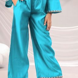 BAESD Girls Embroidered Regular Sequinned Kurti with Palazzos & With Dupatta image 3