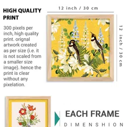 WALLLANE Set of 4 Brown Wood Abstract Wall Paintings With Frame image 2