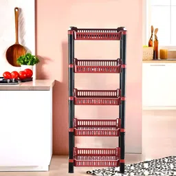 Kuber Industries Maroon Long Lasting 5 Tier Kitchen Organiser-53