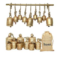 Set of 9 Rustic Handmade Christmas Jingle Cowbells with Metal Hanging Rod Vintage-Style-image-17