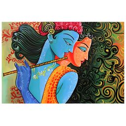 Inephos Blue & Orange Religious Canvas Wall Art-image-53
