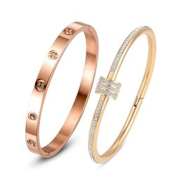DressBerry Stainless Steel Set Of 2 AD Studded Anti Tarnish Bangle-Style Bracelet-13