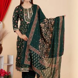 Dhibha Women Green Cotton Blend Clothing Set-picture-23