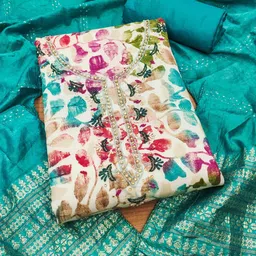 KALINI Embellished Unstitched Dress Material-image-32