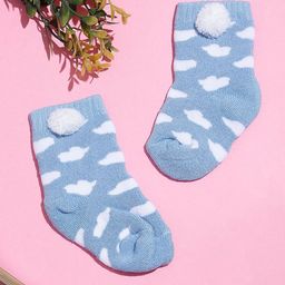 TIPY TIPY TAP Kids Cloud Patterned Ankle-Length Socks With Pom Pom-17