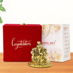 INTERNATIONAL GIFT Gold-Toned Pagdi Ganesh Religious Idol Showpiece-picture-42