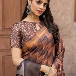 Mitera Silk Blend Block Print Saree image 3