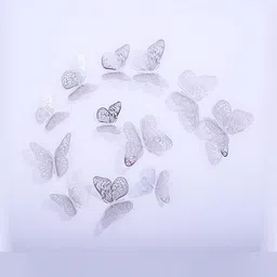 INDIAN ROYALS 12-Pcs Silver 3D Butterfly Self-AdhesiveWallStickers-image-96