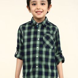 BONKIDS Boys Classic Fit Buffalo Checked Spread Collar Cotton Casual Shirt-image-72