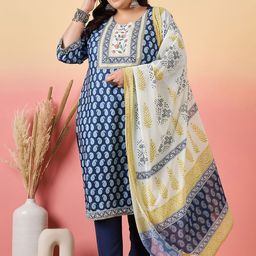 Sztori Women Floral Yoke Design Regular Gotta Patti Kurta with Trousers & With Dupatta-8