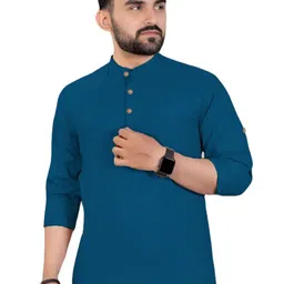 APEKTRA Men Band Collar Cotton Kurta-image-84