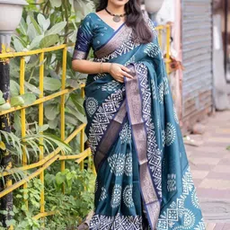 SUPERLAXMI Batik Zari Silk Blend Saree-picture-9