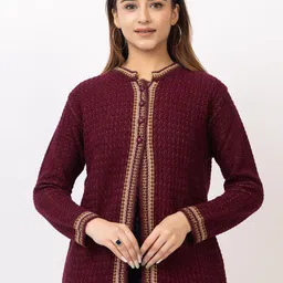 TWENTY ME Women Embroidered Woollen Cardigan with Embroidered Detail-image-80