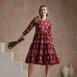 Khushal K Floral Print A-Line Midi Dress-image-32