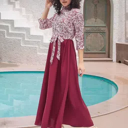 DressBerry Floral Print Crepe A-Line Midi Dress-picture-40