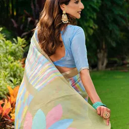 Anouk Rustic Colourblocked Zari Border Saree with Matching Blouse image 2