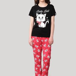 evolove Women Cotton Printed Night Suit-image-26