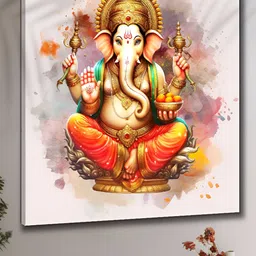 Myntra Elegant Homes White & Gold-Toned 1 Piece Canvas Religious Wall Paintings-image-72