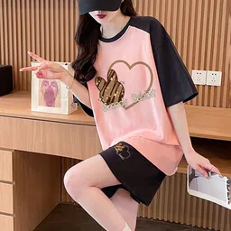 JC Mode Printed Tshirt With Shorts Co-Ords-image-86