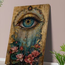 Myntra Elegant Homes Blue & Yellow Mystical Eye Printed Canvas Wall Art-picture-20