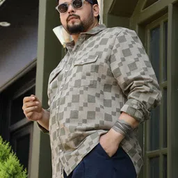 Instafab Plus Men Plus Size Printed Spread Collar Casual Shirt-image-39