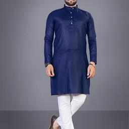 Attigo Men Mandarin Collar Regular Kurta with Pyjamas-10