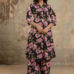 FERANOID Floral Printed Pure Cotton Top With Trousers Co-Ords image 5