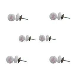 Indianshelf 6Pcs Pink & White Textured Ceramic Knobs-image-80
