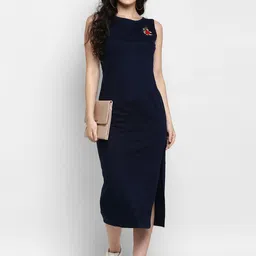 Zima Leto Women Cotton Sheath Midi Dress-picture-14