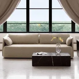 nestroots CozyChic Sand-Colored Boucle 3 Seater Sofa-54