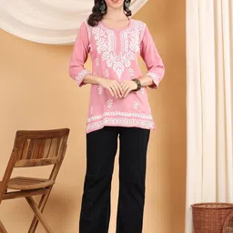 Poshak Chikan Studio Women Ethnic Motif Embroidered Chikankari Kurti-image-99