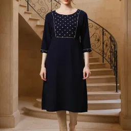 SZN Floral Yoke Design Round Neck Straight Kurta-picture-31