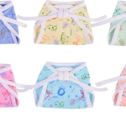 BULI-WEAR New Born Washable Reusable Hosiery Cotton Diapers (Multicolor)Pack of6 image 3