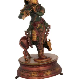 Exotic India Brown & Green Venugopala Religious Idol Showpiece-image-98