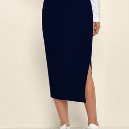 CORSICA Pencil Midi Skirt With Side Slit-image-54