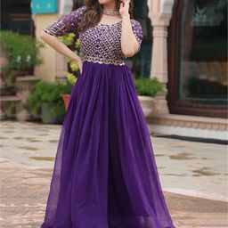 KALINI Women Embellished Embroidered Fit and Flare Maxi Dress-picture-29