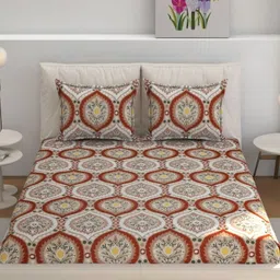 Florida Zenath Ethnic Motifs 160 TC Queen Bedsheet with 2 Pillow Covers 245*228 Cm-14