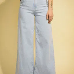 Flying Machine Women Wide Leg High-Rise Light Fade Stretchable Jeans-image-34