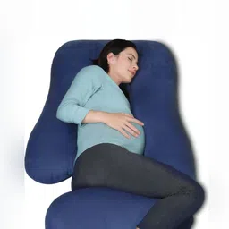 Pum Pum Navy Blue Fibre Filled Faux Velvet Ultra Soft Maternity Pillow-image-79