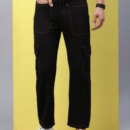 VOXATI Men Relaxed Regular Fit Cargos Trousers-image-11