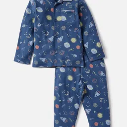 Juniors by Babyshop Boys Space Printed Pure Cotton Long Sleeves Shirt With Pyjamas-picture-29