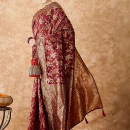 Desi Fusion Ethnic Motifs Zari Silk Heavy Work Saree-picture-47
